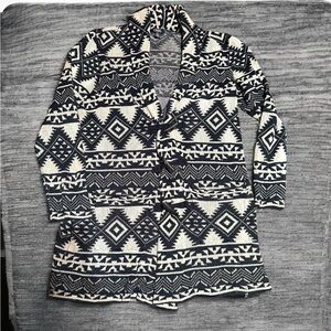 CHAPS by Ralph Lauren Aztec Blue & Cream Long Cardigan